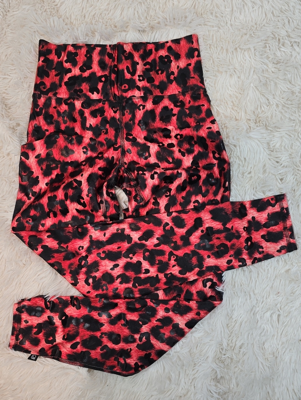 Terez Red, Black and Pink Leopard Print Athletic Leggings Size M EUC